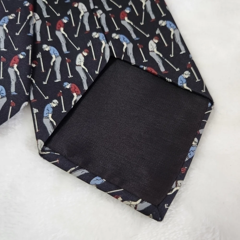 Jt Beckett Silk USA Golfers Sport Navy Blue Necktie